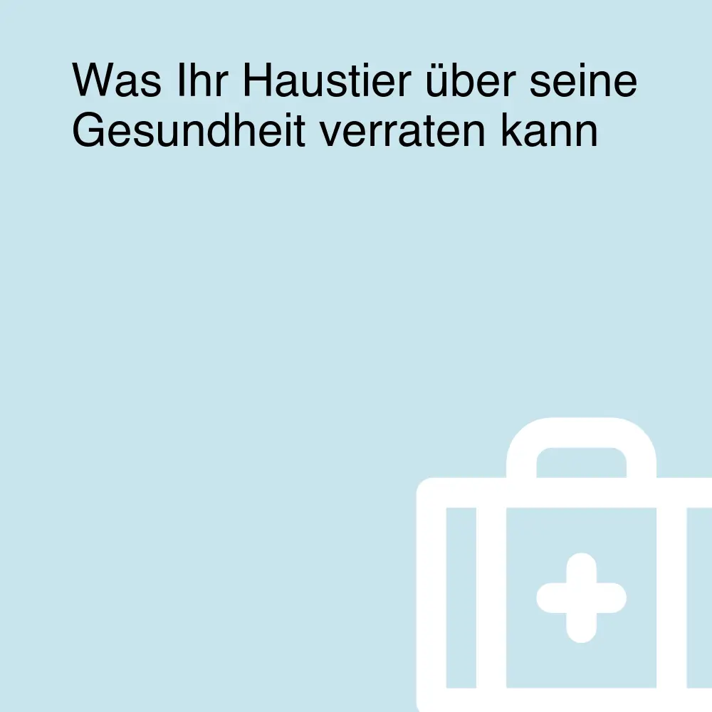 Was Ihr Haustier über seine Gesundheit verraten kann