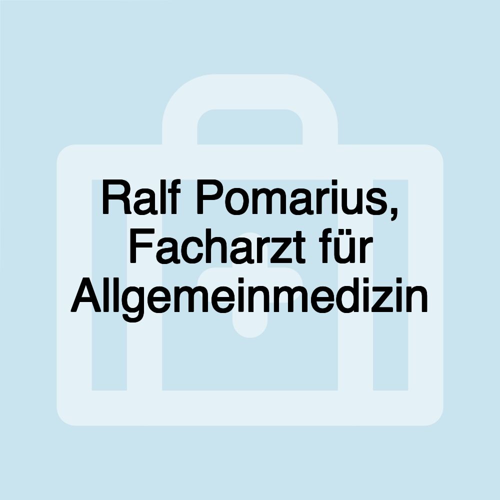 Ralf Pomarius, Facharzt für Allgemeinmedizin