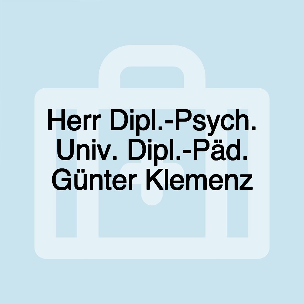 Herr Dipl.-Psych. Univ. Dipl.-Päd. Günter Klemenz